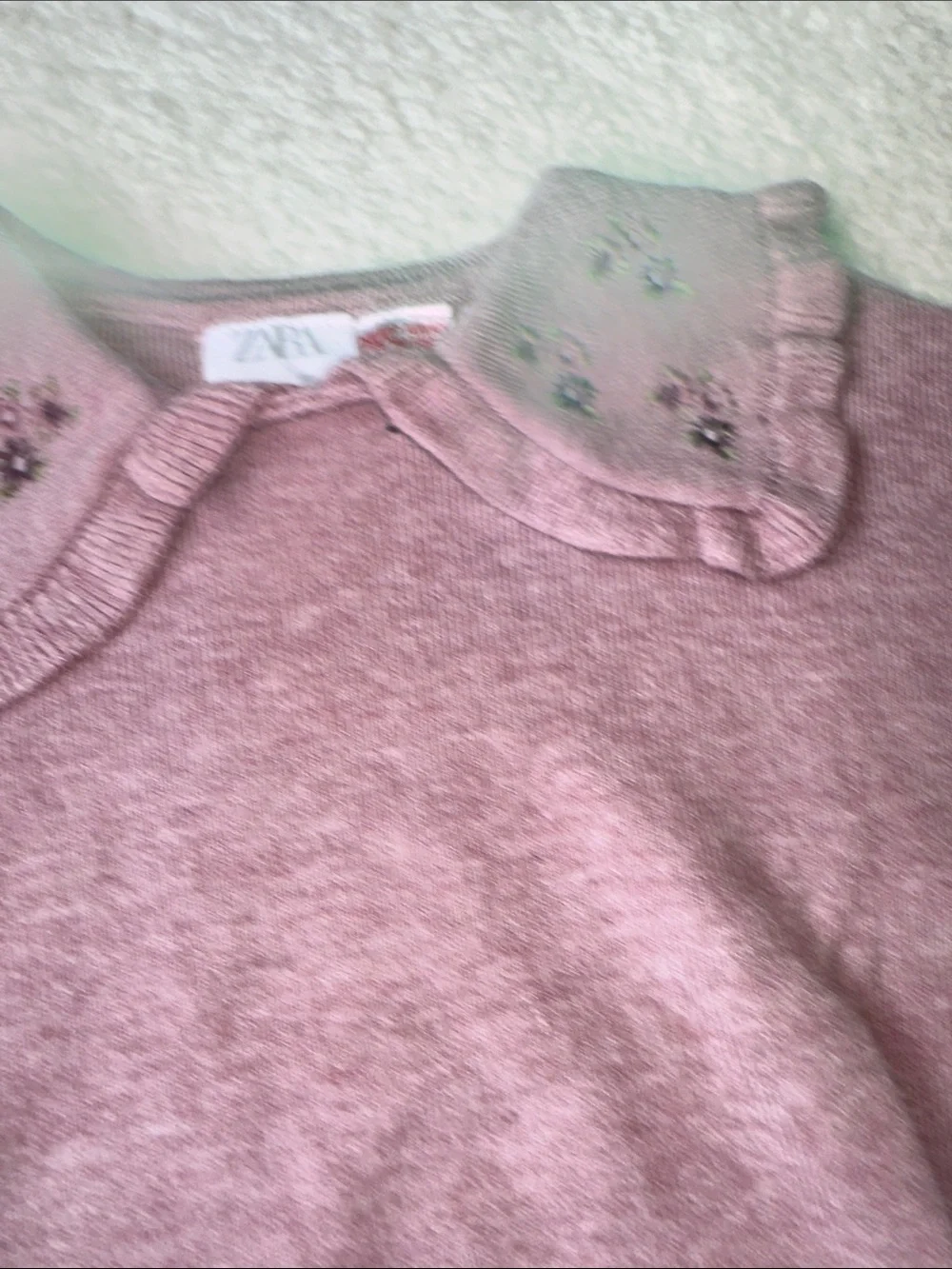 Zara Dusty Rose Embellished Collar Knit Sweater